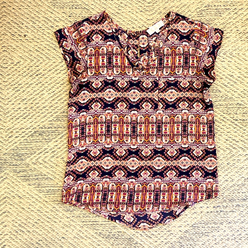 Pink Rose Cap Sleeve Blouse, Women’s Size S